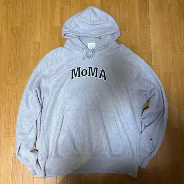 Champion MoMA 로고 후드 부착 후드티 그레이