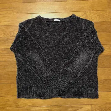 다크 그레이 리브 긴팔 스웨터 S 사이즈