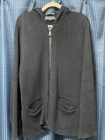 립 반 윙클 니트 지퍼 후드티