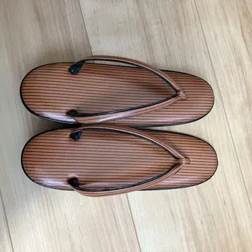 레트로 모던 스트라이프 조리 오렌지 x 블랙 일본 정통의상 소품 코몬