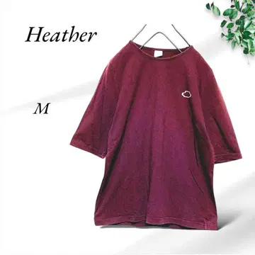 a965. 헤더 티셔츠 [ M ] 짙은 적자색/백 헤더 로고 귀여움