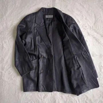 Azeania 가죽 자켓 미들 더블 양가죽 이탈리아 가죽 블랙