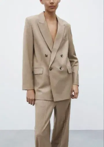 ZARA 베이지 더블 브레스트 자켓 XS