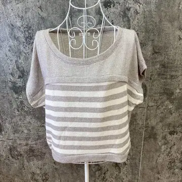 아베베 스탠다드 돌먼 스웨터 절개 보더 그레이 화이트 (M)