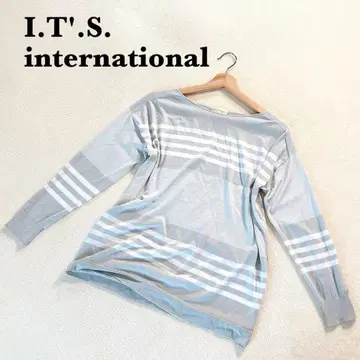 잇츠 인터내셔널 보더 얇은 소재 니트 FREE 민트 블루