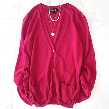새상품급 드로어 고급 캐시미어 실크 18G V넥 니트 가디건 핑크