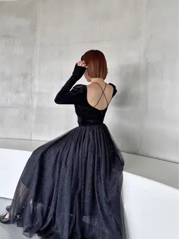 [ Chacott ] 벨로아 x 튤 원피스 스나이델