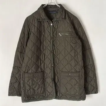 랄프 로렌 퀼팅 자켓 올리브 그린 여성용 L 사이즈.