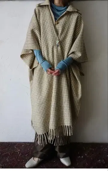 울 케이프 스톨 코트 vintage