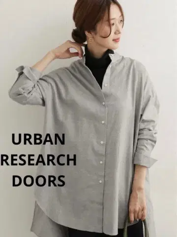 URBAN RESEARCH DOORS 그레이 헤링본 셔츠