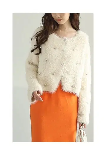 사와라모드 아이보리 퍼 가디건 새상품