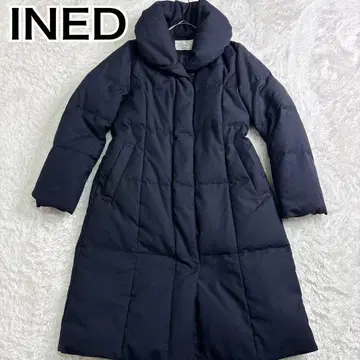 [ 새상품급 ] INED 이네드 다운 롱 코트 네이비 숄카라 경량 M