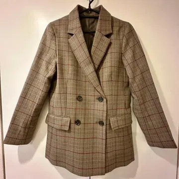 GU 체크 무늬 자켓 브라운 S 사이즈