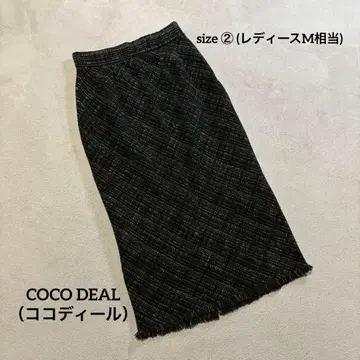 COCO DEAL 롱 스커트 벨로아 트위드 타이트 스커트