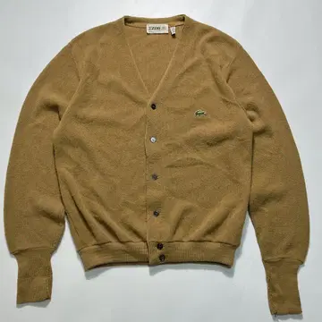 60s 아이조드 라코스테 USA제 아크릴 가디건 M 카멜 7461