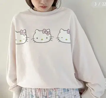 [ HELLO KITTY ] 맨투맨 풀오버 스나이델 홈 핑크