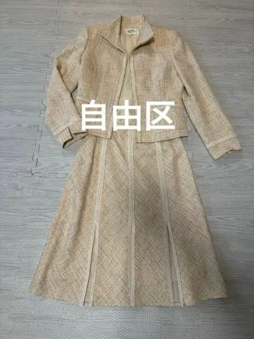 자유구 트위드 스커트 노카라 자켓 셋업