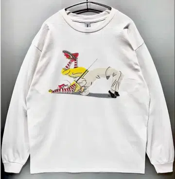 남녀 공용 숙명의 대결 재미있는 소재 긴팔 T셔츠/화이트