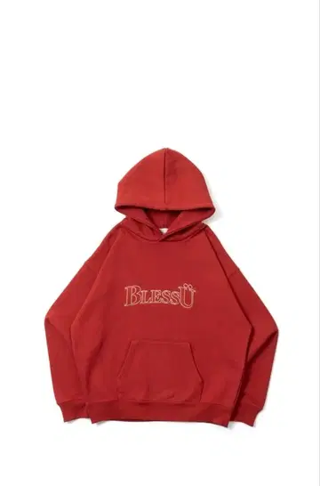 BlessU 빨간색 후드 부착 후드티