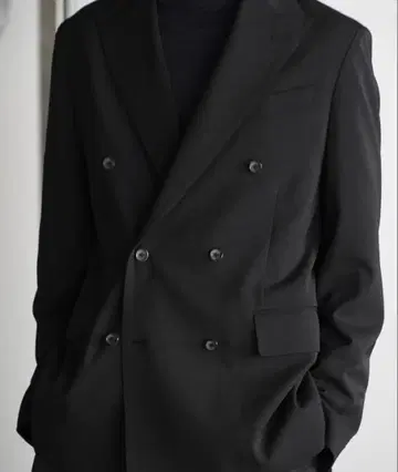 [ WYM LIDNM ] 하이 트위스트 PE 더블 수트 블랙