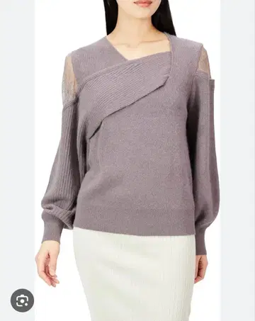 SNIDEL 레이스 도킹 디자인 니트탑 CGRAY 컬러