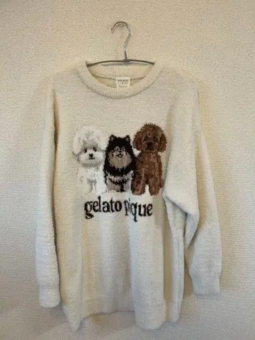 젤라또피케 파우더 DOG 3 패턴 자카드 풀오버