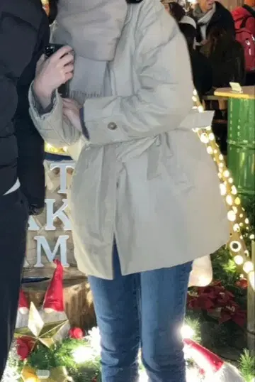 충전솜 트렌치코트 허리 벨트 포함