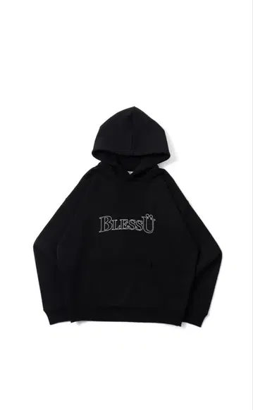 BlessU 후드 부착 후드티 블랙