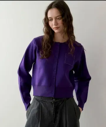 [ Donban ] 인터넷 완판! 미니 포케 컬러 가디건 퍼플 니트