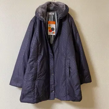 새상품 [키라비] XL 도트 충전솜 코트 알루미늄 안감 보라색