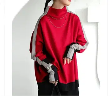 새상품 안티카! 배색 니트 신색 레드