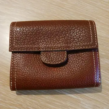 브라운 가죽 접이식 지갑