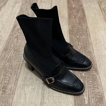 RANDA 로퍼 디자인 니트 도킹 부츠