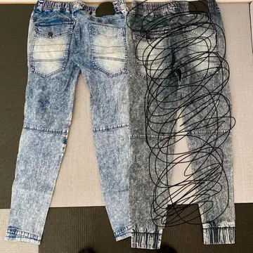 데님 블루와 그레이 스키니진