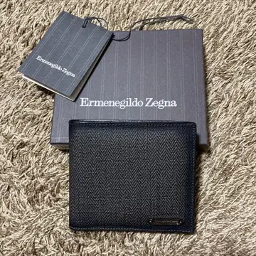 새상품급 Ermenegildo Zegna 제냐 접이식 지갑 헤링본 무늬