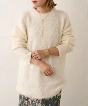 오메카시 알파카 기모 크루 니트