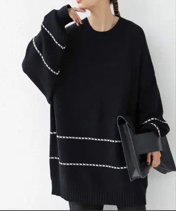 antiqua 면 100% 핀턱 디자인 니트 블랙