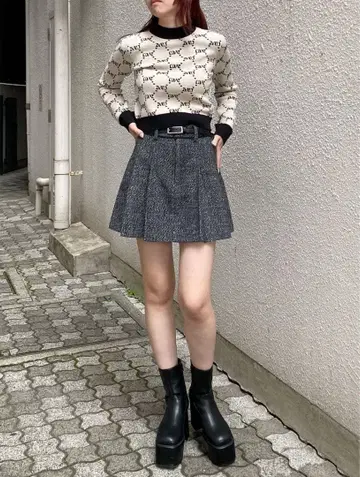 MURUA 플리츠 미니 스커트 블랙 사이즈 1