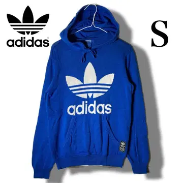 새상품급 adidas 아디다스 니트 후드티 S 블루 후디