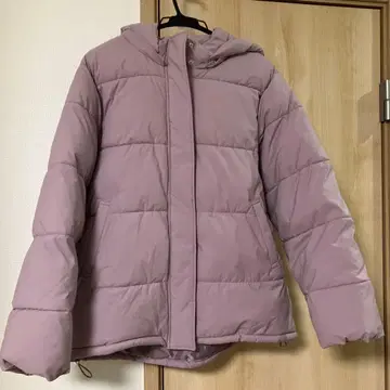 허니즈 GLACIER 핑크 베이지 후드 부착 다운 자켓 L