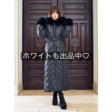 다리치 롱 다운 코트 퍼 포함 블랙