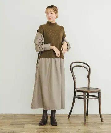 [ 새상품 ] ITEMS 어반 리서치 니트 베스트 도킹 원피스 F 사이즈