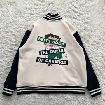Betty Boop 자수 긴팔 바시티 자켓 워셔블