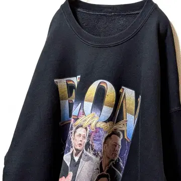 일론 머스크 빅 로고 맨투맨 트레이닝복 블랙 블랙 구제 의류