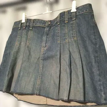 MODA International 데님 플리츠 미니 스커트 가공