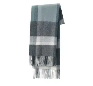 이번 시즌 무인양품 포근한 울 대형 스톨 체크 머플러 차콜 그레이