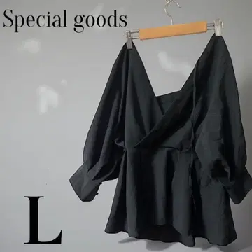 [ 당일 발송 ] Lutique 여성용 L 블랙 벌룬 슬리브 랩 상의