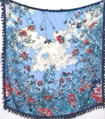 연말 세일 미사용 새상품 manipuri 폼폼 플라워 울 실크 스톨