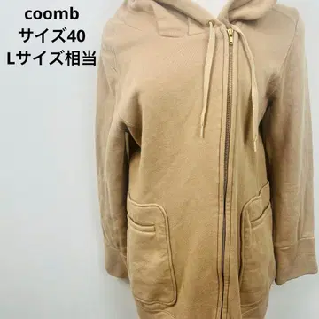 Coomb 쿠움 여성용 베이지 풀 집업 후드 부착 후드티