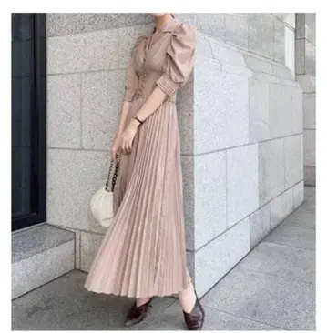 코코딜 퍼프 슬리브 리브 코르셋 셔츠 원피스